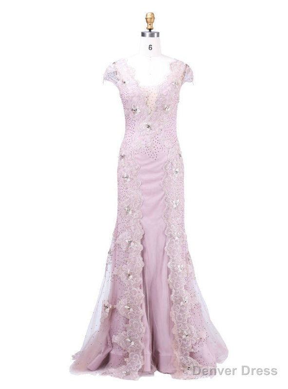 Modern Mother Of The Bride Dresses With V Neck Cap Sleeve Crystal