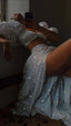 Modest 2 Pieces Sequin White Prom Dresses 22Th Birthday Outfit