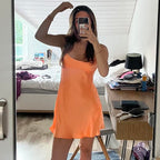 Modest A Line Spaghetti Straps Orange Satin Short Prom 8Th Grade Homecoming Dress Middle School Semi Mini Prom Hoco Dresses Backless Cocktail Outfits