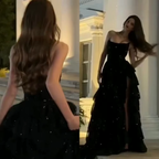 Modest Ball Gowns Strapless Black Sequin Floor Length Slit Prom Dresses Prom Gown
