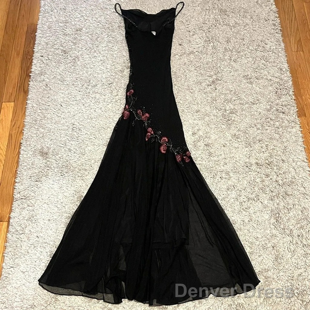 Modest Black Long Prom Dresses With Flowers 22Th Birthday Outfits Secondary image