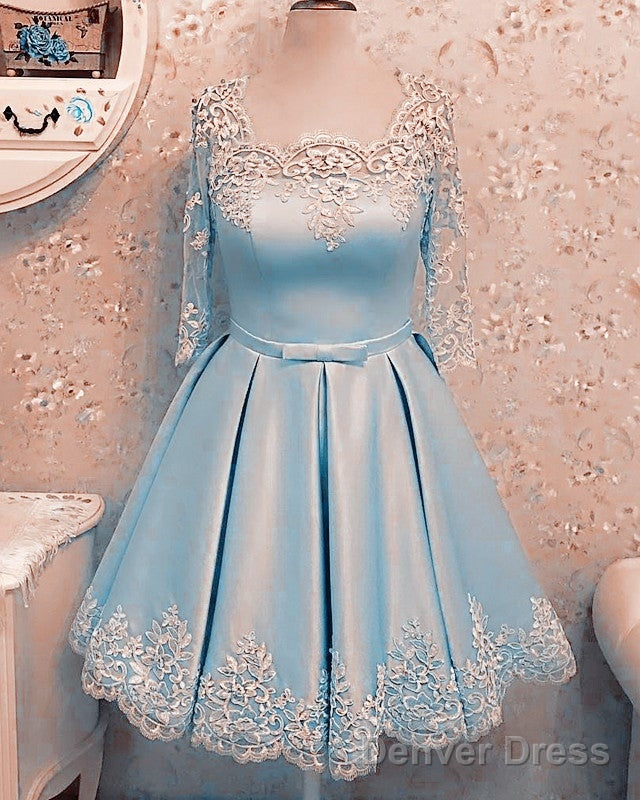 Modest Homecoming Dresses Lace 3 4 Sleeves