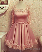 Modest Homecoming Dresses Lace 3 4 Sleeves