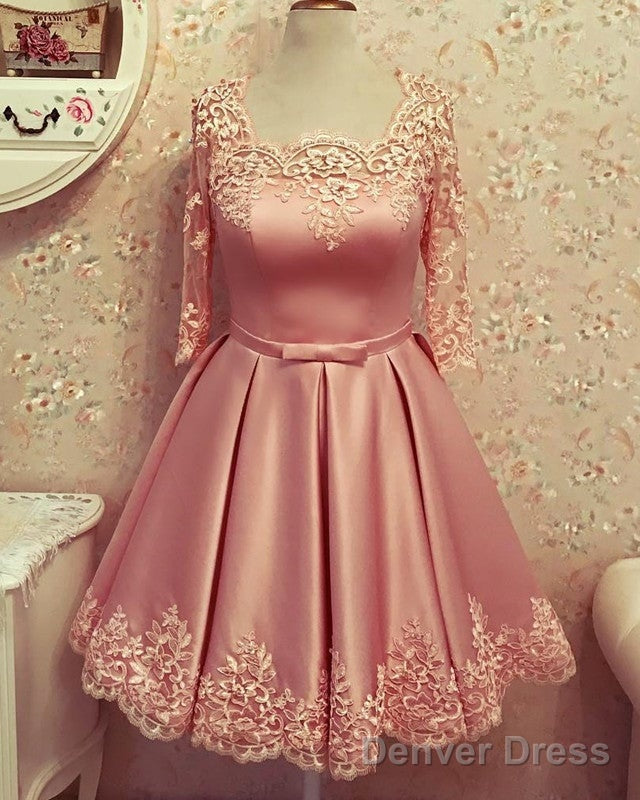 Modest Homecoming Dresses Lace 3 4 Sleeves