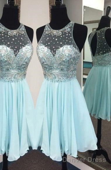 Modest Jewel Sleeveless Short Chiffon Homecoming Dresses With Beaded Main image