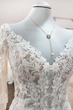 Modest Long Mermaid Sweetheart Tulle Lace Wedding Dresses with Sleeves