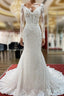 Modest Long Mermaid Sweetheart Tulle Lace Wedding Dresses with Sleeves