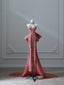 Modest Mermaid High Neckline Velvet Prom Dress Long Prom Dresses