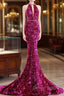 Modest Mermaid Long Sleeveless Sequin Prom Dresses