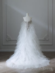 Modest Mermaid Off The Shoulder White Tulle Long Wedding Dresses Brides Dress