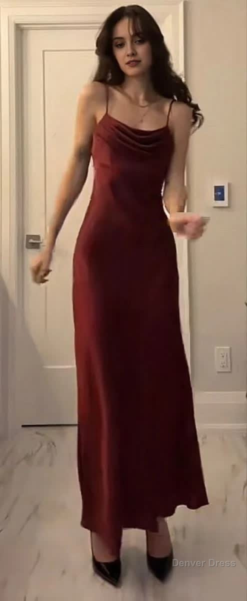 Modest Mermaid Straps Burgundy Prom Dresses Secondary image
