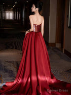 Modest Mermaid Sweetheart Burgundy Floor Length Prom Dress Sequin Prom Dresses