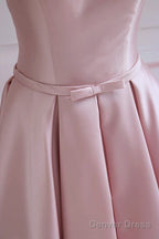 Modest Pink Satin Off The Shoulder Long Bridesmaid Dress Prom Dresses