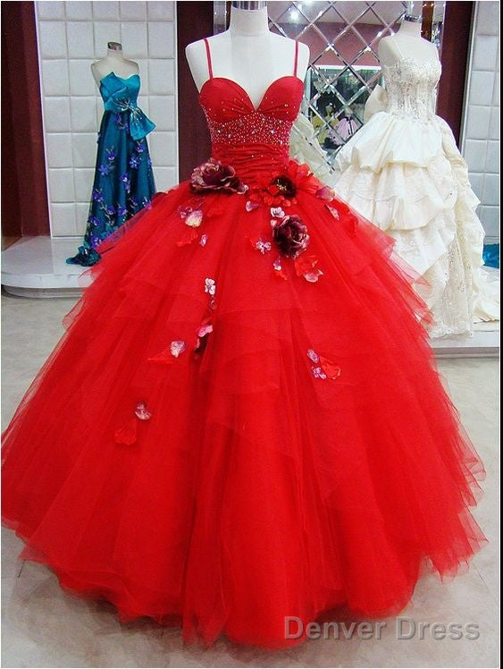 Modest Quinceanera Dress,Red Ball Gowns,Floral Prom Dress,Fashion Prom Dress,Sexy Prom Dress, New Style Prom Dresses