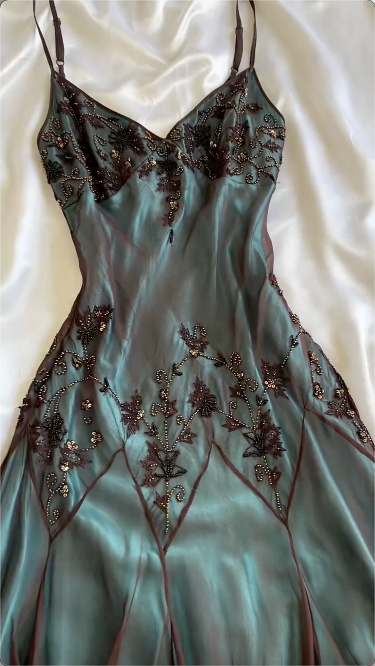 Modest Sheath Spaghetti Straps Chiffon Prom Dress With Beads