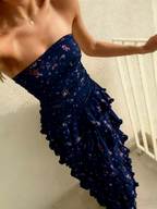 Modest Sheath Strapless Yellow Chiffon Floral Long Prom Dress Prom Dress 22Th Birthday Outfits Graduation Dresses