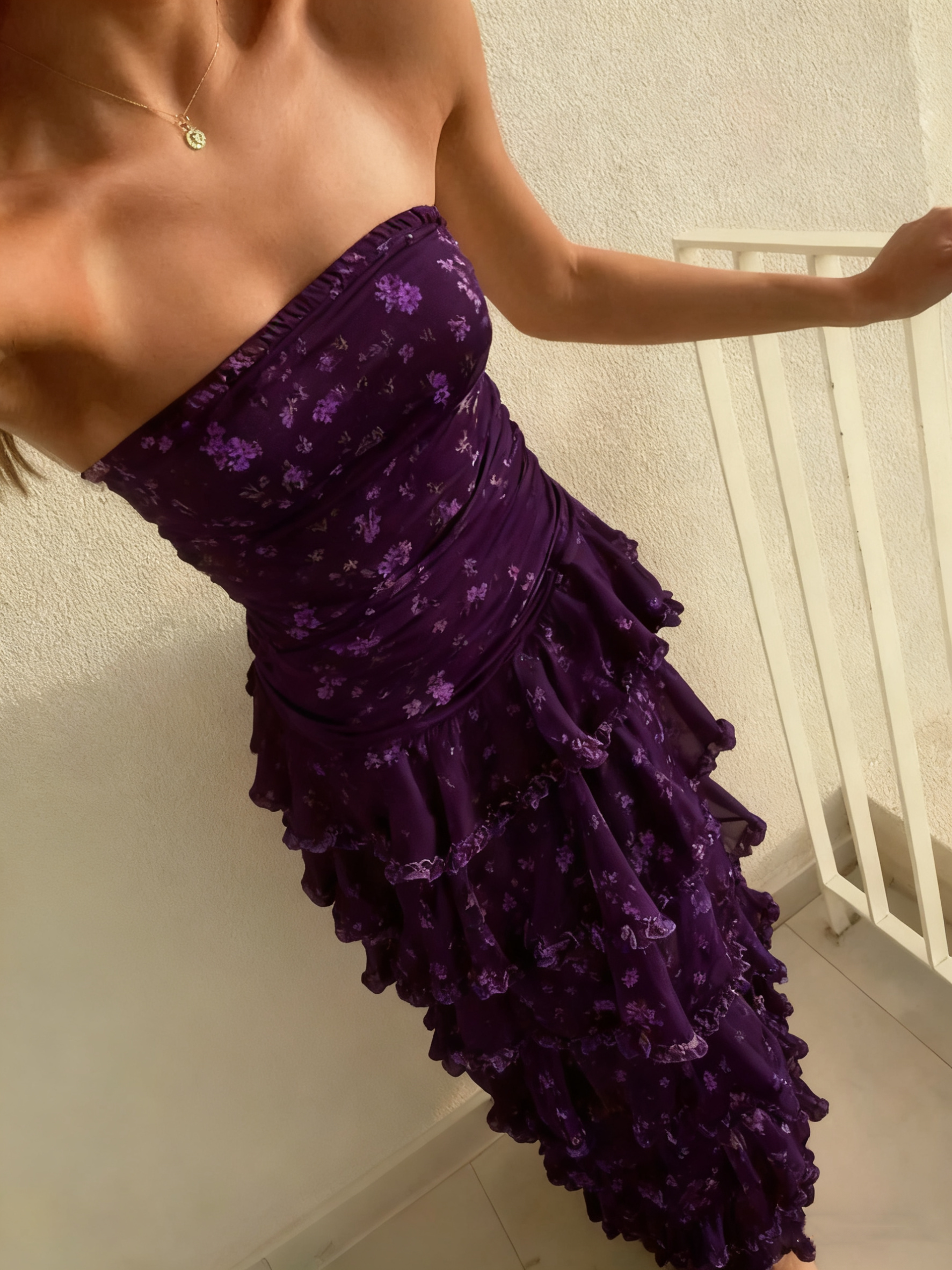 Modest Sheath Strapless Yellow Chiffon Floral Long Prom Dress Prom Dress 22Th Birthday Outfits Graduation Dresses