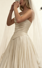 Modest Wedding Dress Ball Gowns Strapless White Satin Long Wedding Dress Brides Dresses Bridal Gown