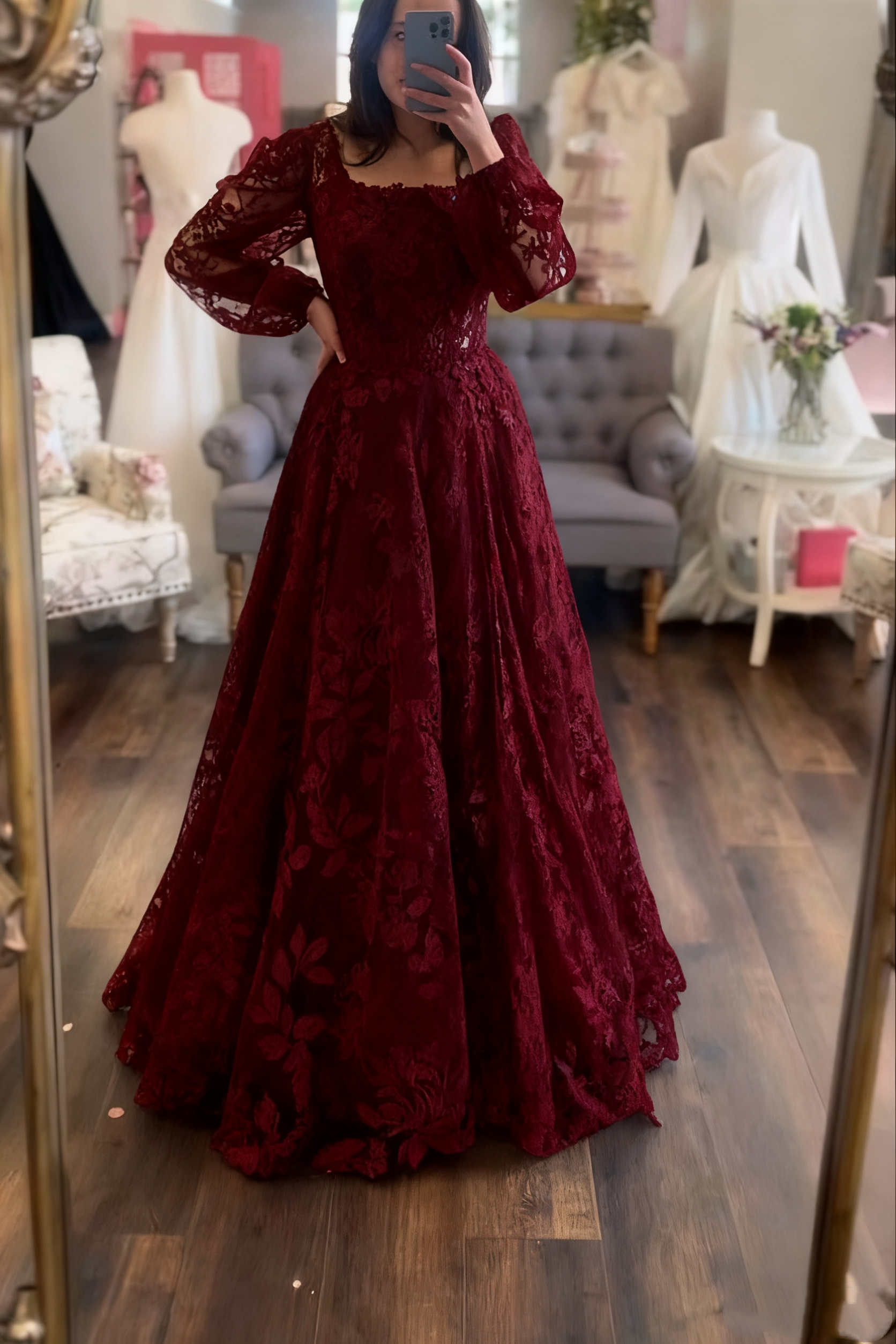 Modest Wedding Dress Long Sleeve Lace Applique Classic A-Line Wedding Dresses