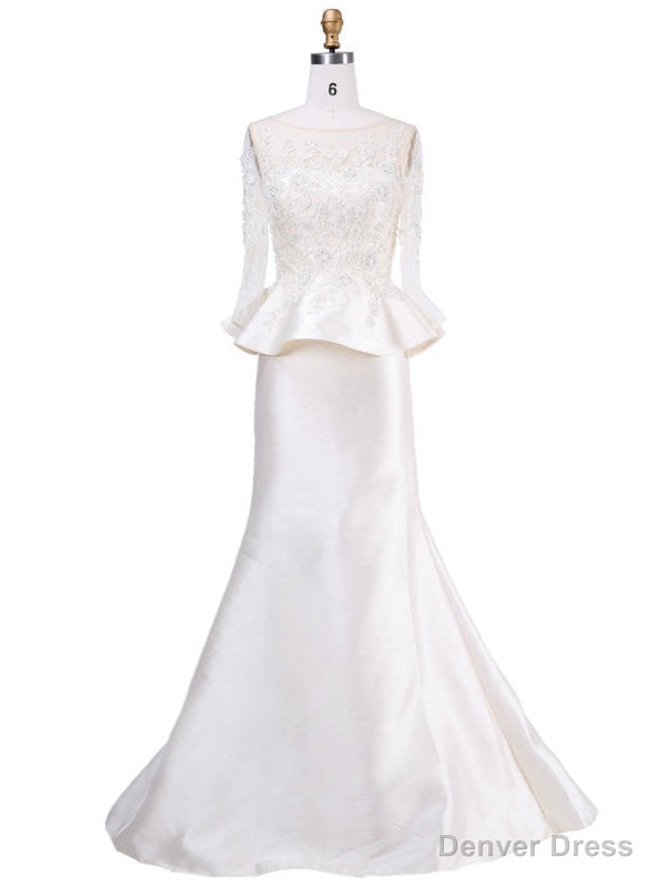 Mother of the bride dresses Sleeves Crystal Beading Lace Mermaid Prom Dresses