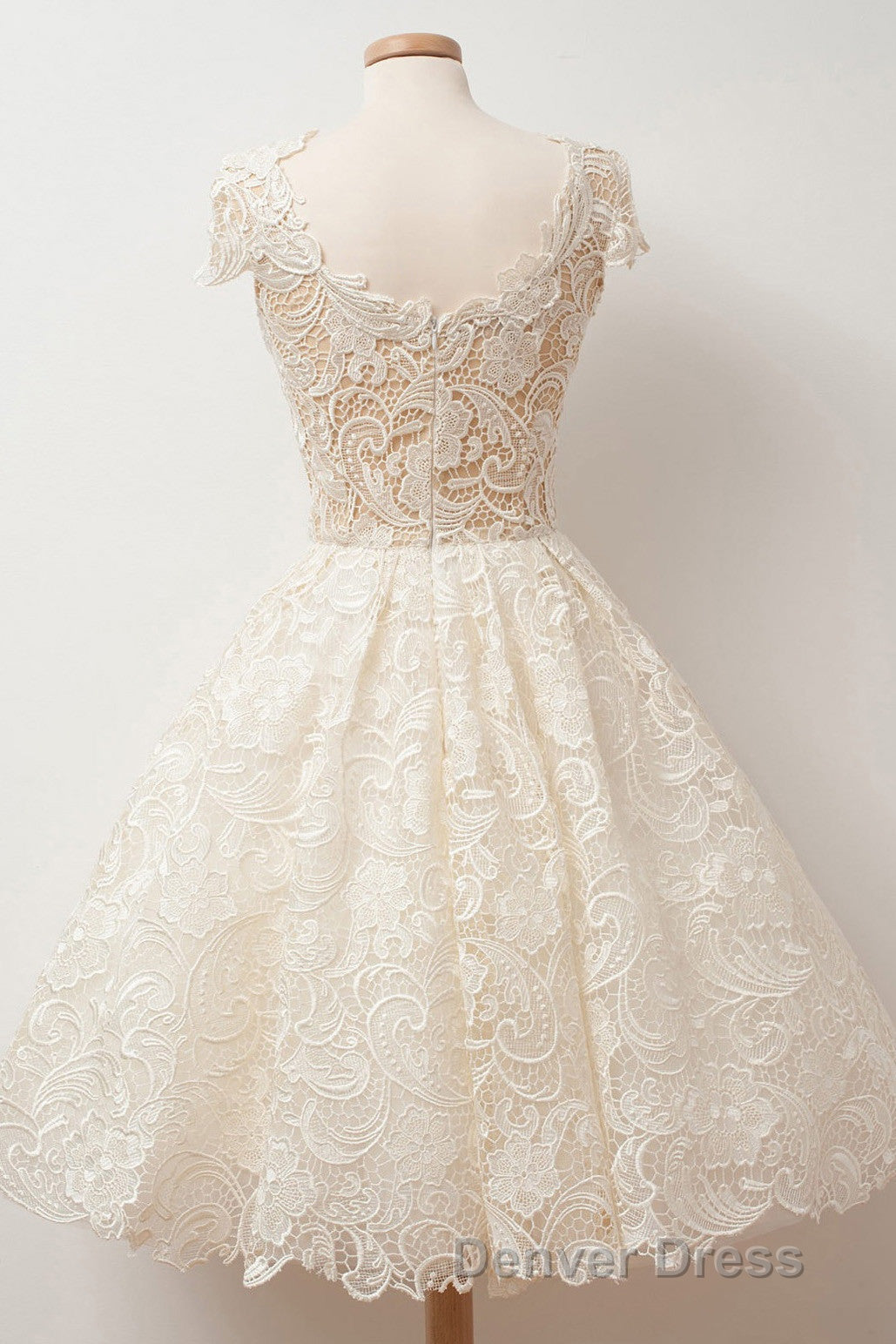 A Line Scoop Lace Short Prom Dress Cap Sleeves Homecoming Dresses Secondary image