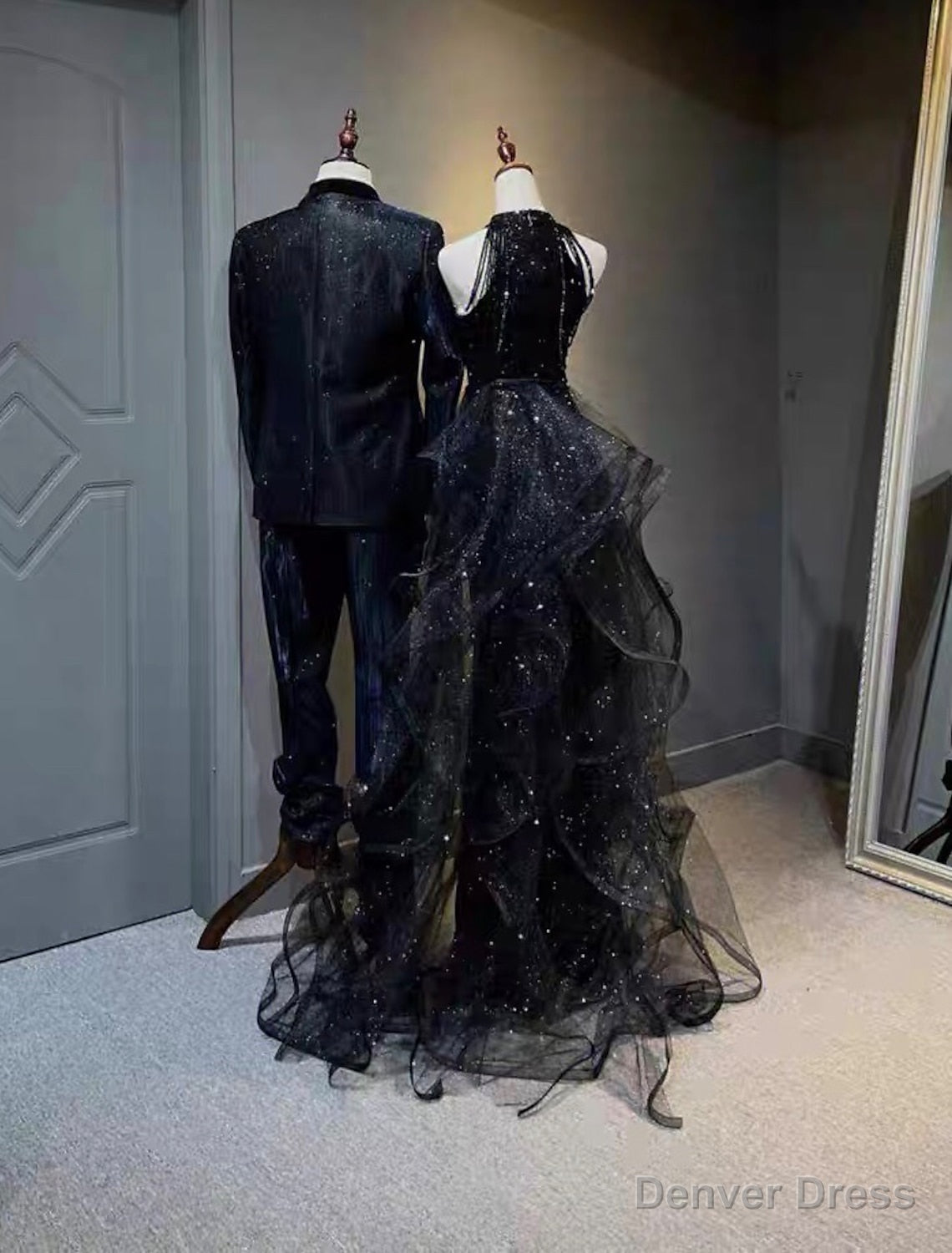 A Line Prom Black Dress Vintage Dresses Wedding Prom Birthday Sweep
