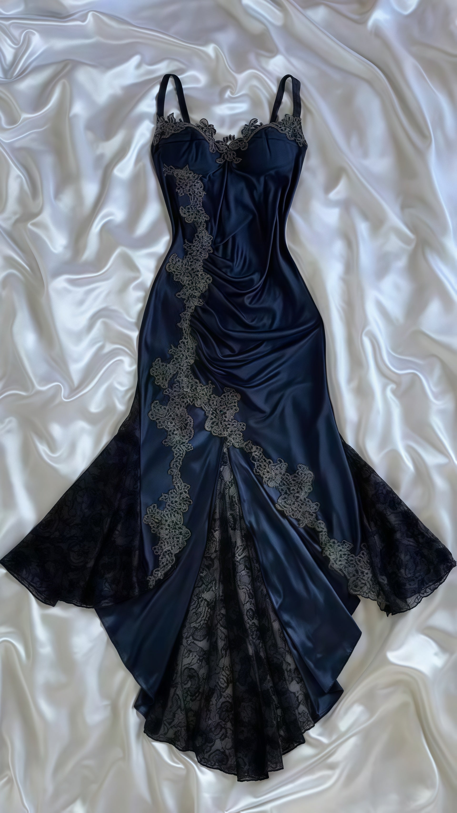 Navy Blue Appliques Bodycon Prom Dresses Main image