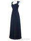 Navy Blue Chiffon Floor Length A Line Bridesmaid Dresses