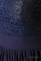 Navy Blue Chiffon Sweetheart Lace Beading Short Homecoming Dresses