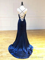 Navy Blue Cross Back Long Prom Dress Navy Blue Prom Graduation Prom Dress shops