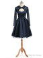 Navy Blue Homecoming Dresses A Line High Collar Long Sleeves