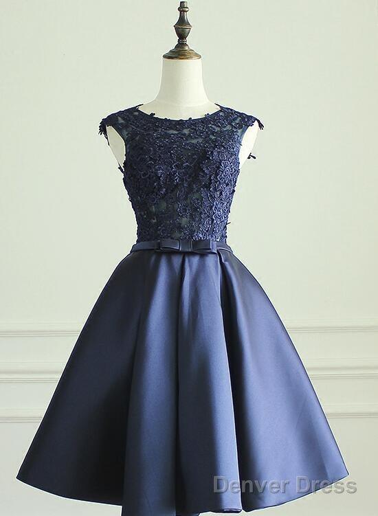Navy Blue Knee Length Homecoming Dresses, Short Graduation Dress For Party, Prom Dress