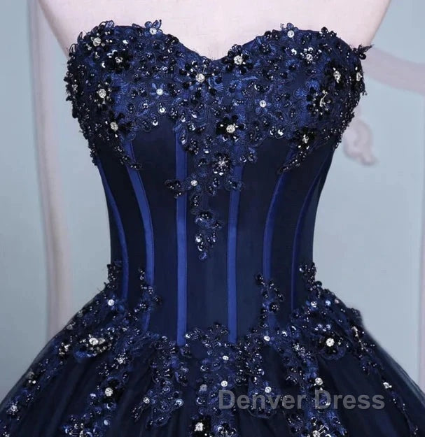 Navy Blue Lace Applique Tulle Long Party Dresses Formal Gown Off Shoulder Floor Length Prom Dresses