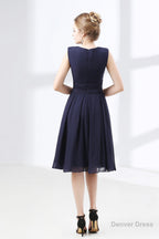 Lace Beaded Sleeveless A Line Chiffon Bridesmaid Dresses