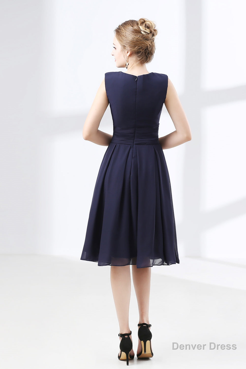 Lace Beaded Sleeveless A Line Chiffon Bridesmaid Dresses