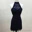 Navy Blue Lace Halter Bridesmaid Dresses Short Wedding Party Dresses