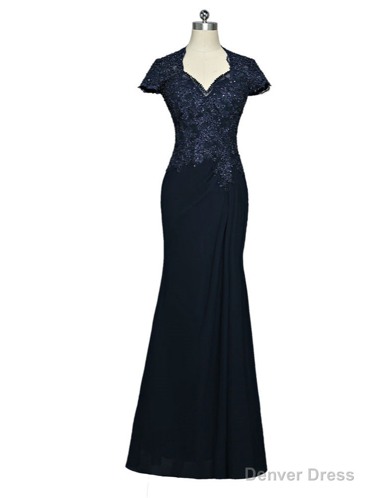 Navy Blue Mermaid Cap Sleeves Mother Of The Bride Dresses Main image