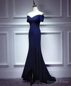 Navy Blue Mermaid Sweetheart Long Prom Dress, Blue Prom Dresses