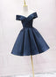 Navy Blue Satin Homecoming Dress Party Dress Sweetheart Prom Dress prom dresses shops