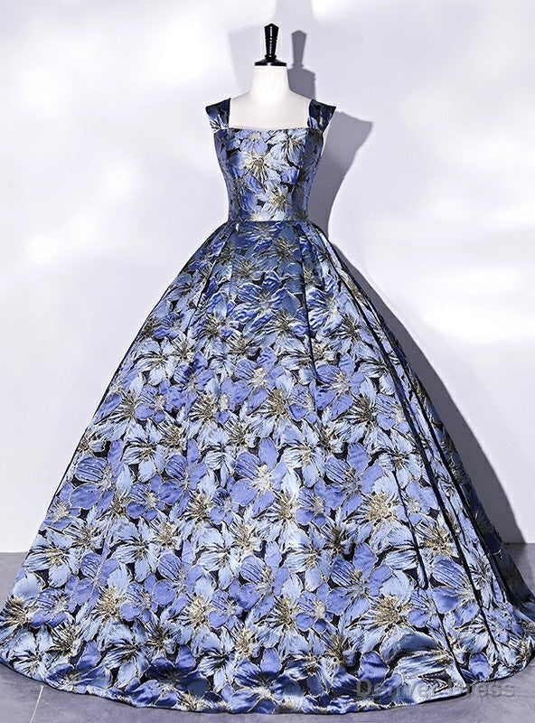 Navy Blue Satin Straps Quinceanera Dresses Main image