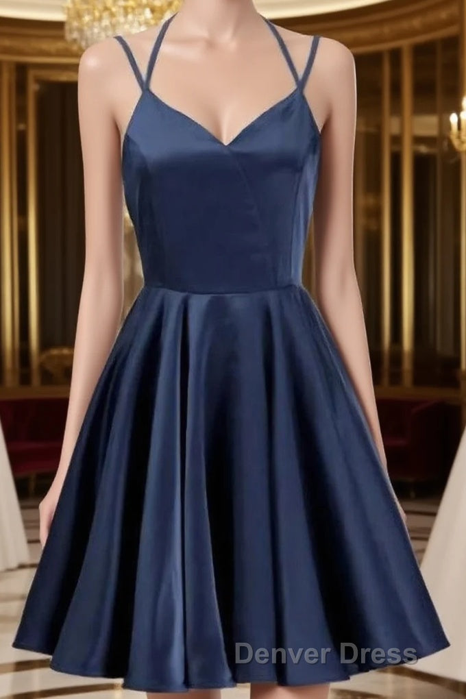 Navy Blue Short Prom Dress Juniors Homecoming Dresses