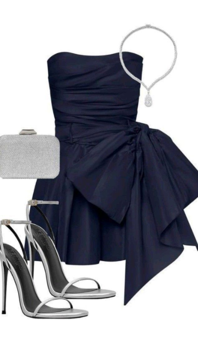 Vintage Navy Blue Strapless Bowkont Short Prom Dress Homecoming Dresses