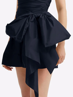 Vintage Navy Blue Strapless Bowkont Short Prom Dress Homecoming Dresses