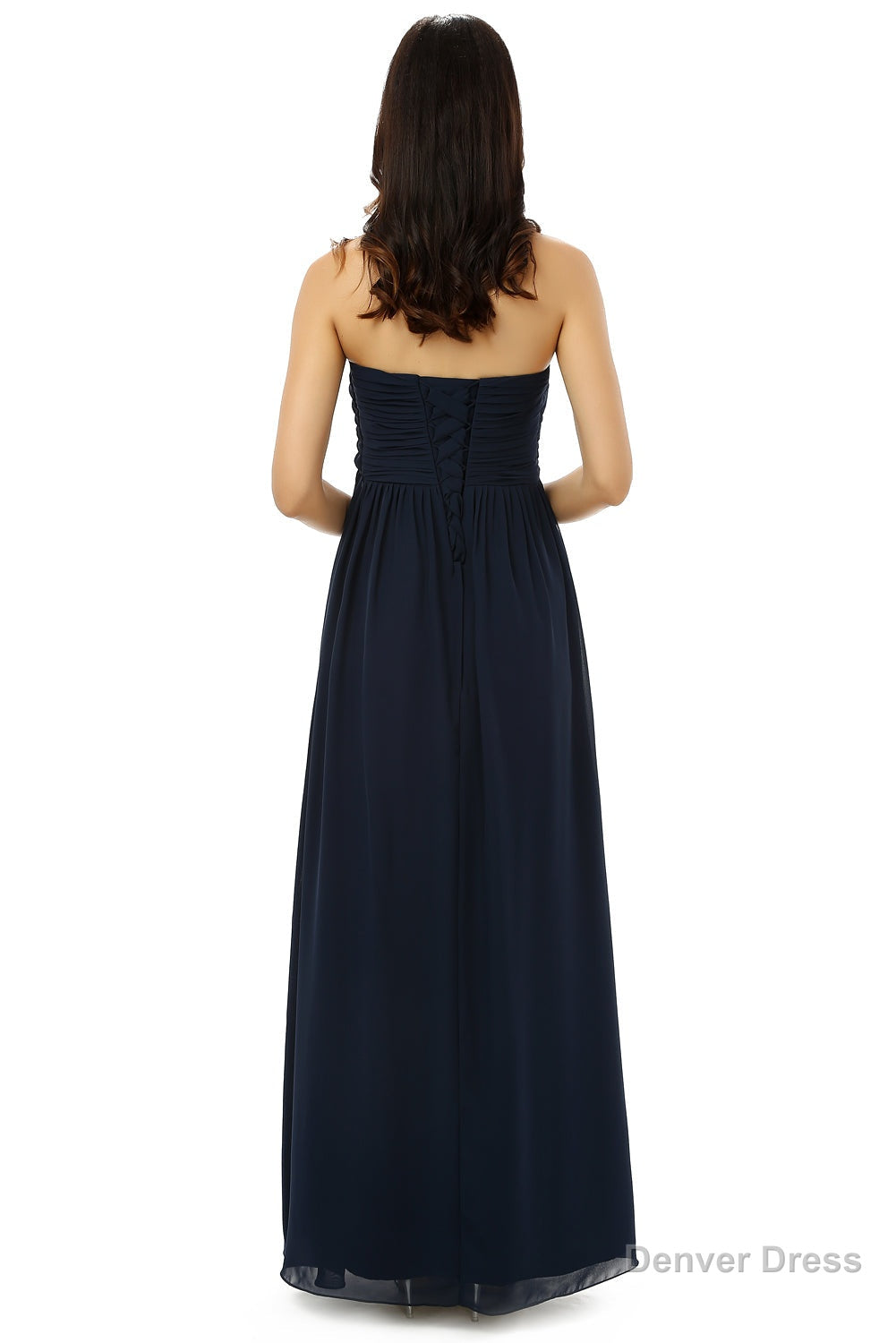 Navy Blue Sweetheart Chiffon With Pleats Bridesmaid Dresses