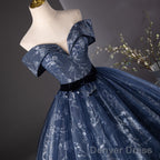Navy Blue Sweetheart Long Formal Dress, Navy Blue Sweet 16 Dress