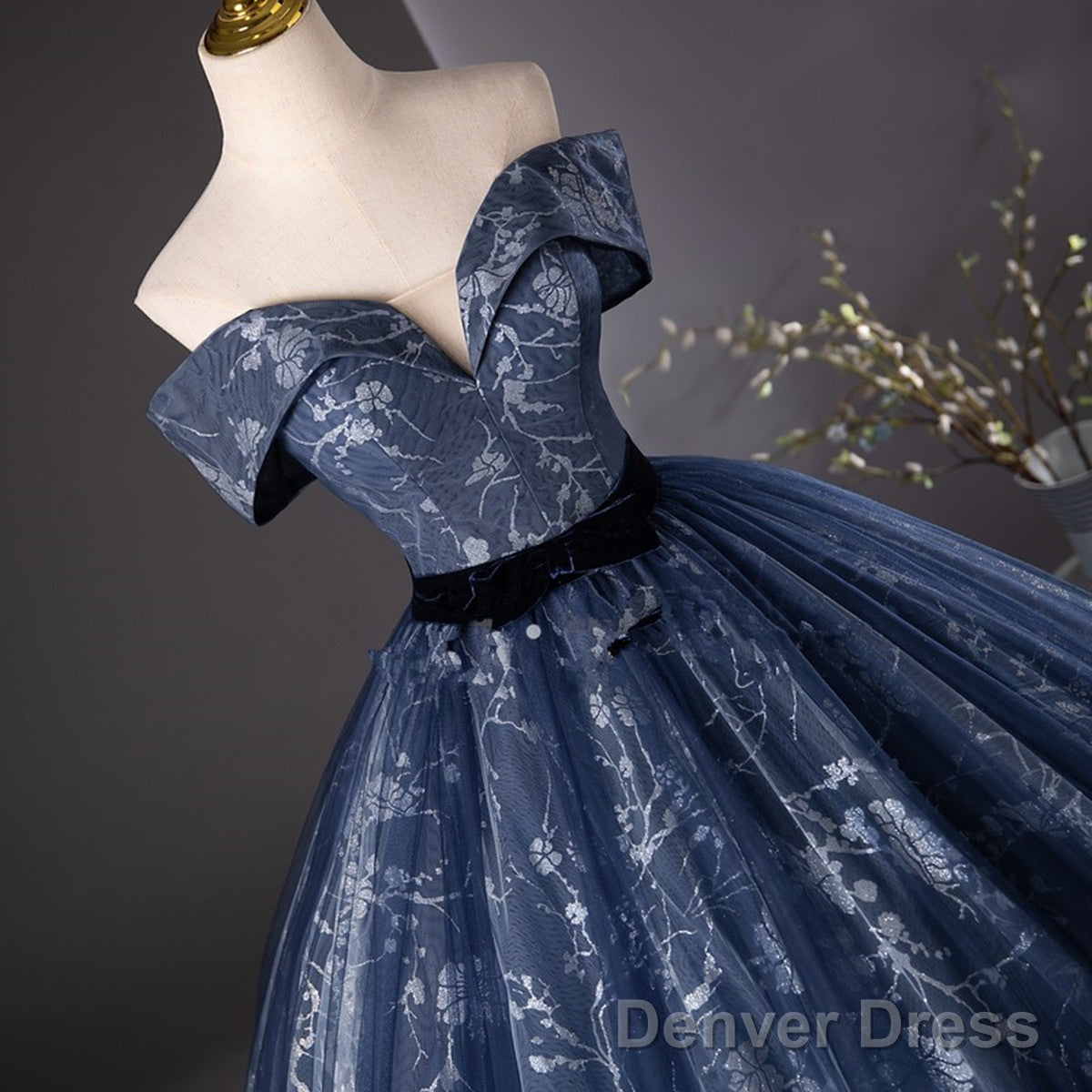 Navy Blue Sweetheart Long Formal Dress, Navy Blue Sweet 16 Dress