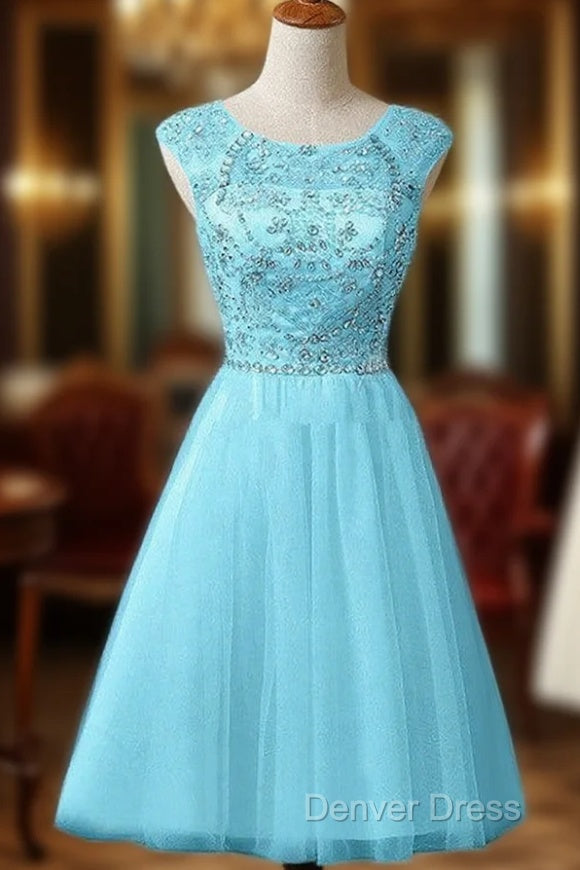 New A Line Scoop Tulle Knee Length Homecoming Dresses