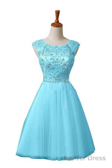 New A-Line Scoop Tulle Knee Length Homecoming Dresses