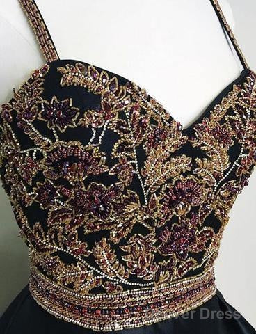 New Arrival Black Spaghetti Straps A Line Beading Homecoming Dresses Secondary image