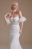 Sweetheart Puff Sleeve Off the Shoulder Lace Long Wedding Dresses